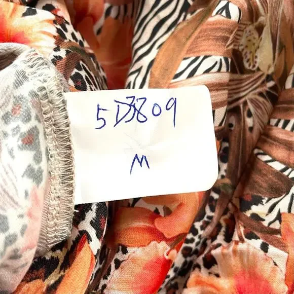 Lita by Ciera Belted Short Sleeve Romper Leopard Floral Print Womens Medium $348